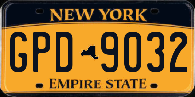 NY license plate GPD9032