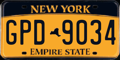 NY license plate GPD9034