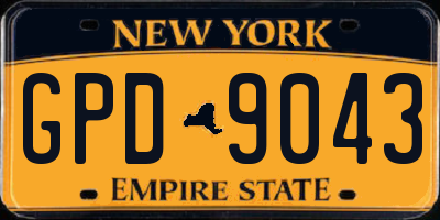 NY license plate GPD9043