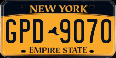 NY license plate GPD9070