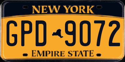 NY license plate GPD9072