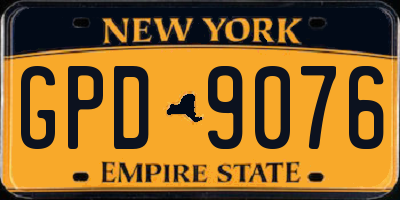 NY license plate GPD9076