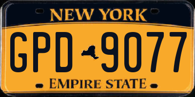NY license plate GPD9077