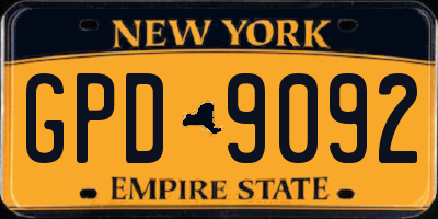 NY license plate GPD9092