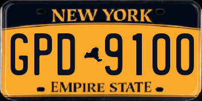 NY license plate GPD9100