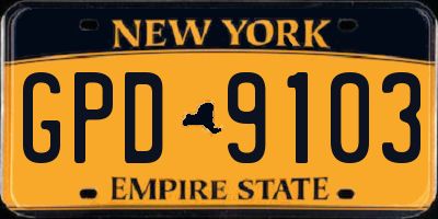 NY license plate GPD9103