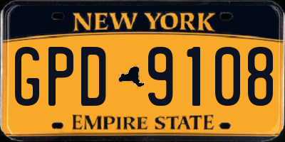 NY license plate GPD9108