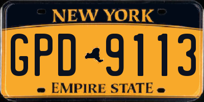NY license plate GPD9113