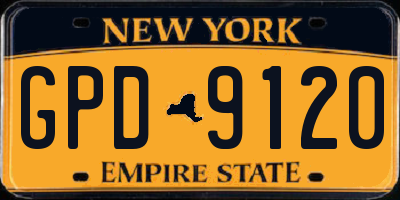 NY license plate GPD9120