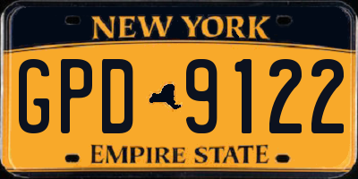 NY license plate GPD9122