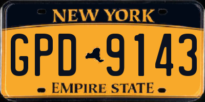 NY license plate GPD9143