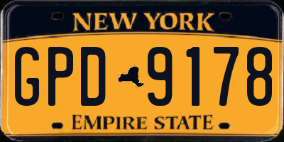NY license plate GPD9178