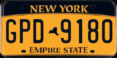 NY license plate GPD9180