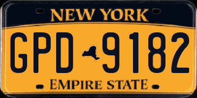 NY license plate GPD9182