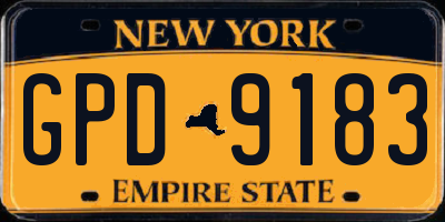 NY license plate GPD9183