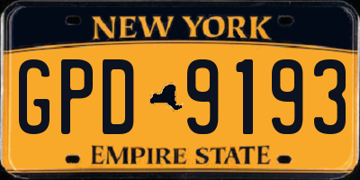 NY license plate GPD9193