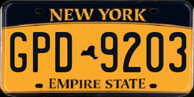 NY license plate GPD9203