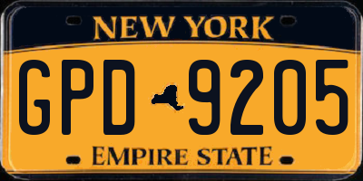 NY license plate GPD9205