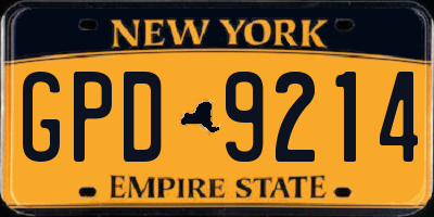 NY license plate GPD9214