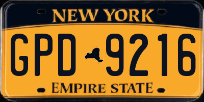 NY license plate GPD9216