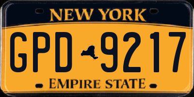 NY license plate GPD9217