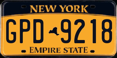 NY license plate GPD9218
