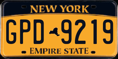 NY license plate GPD9219