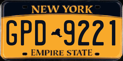 NY license plate GPD9221