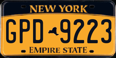 NY license plate GPD9223