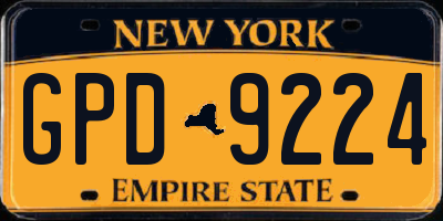 NY license plate GPD9224