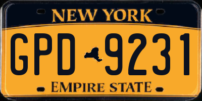NY license plate GPD9231