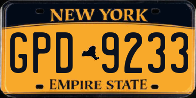 NY license plate GPD9233