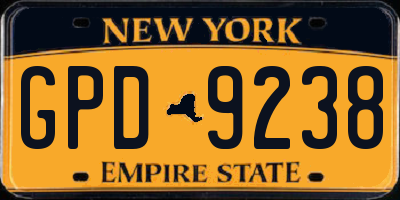 NY license plate GPD9238