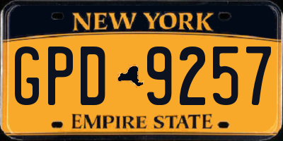 NY license plate GPD9257