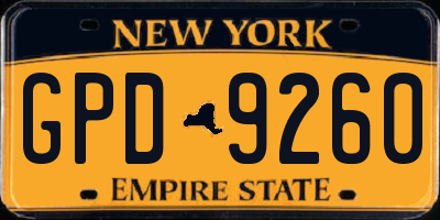 NY license plate GPD9260