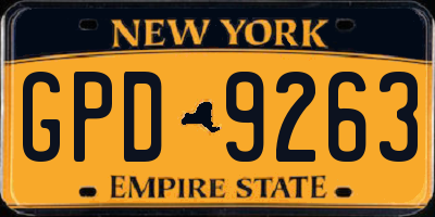 NY license plate GPD9263