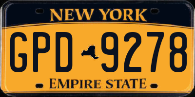 NY license plate GPD9278