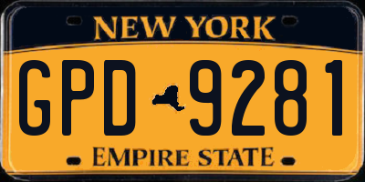 NY license plate GPD9281