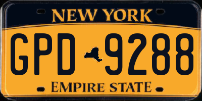 NY license plate GPD9288