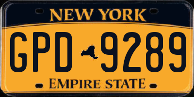 NY license plate GPD9289