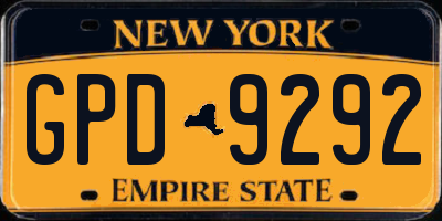 NY license plate GPD9292