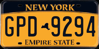 NY license plate GPD9294