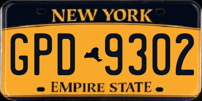 NY license plate GPD9302