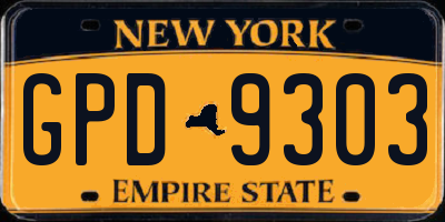 NY license plate GPD9303