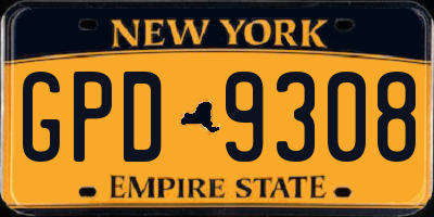 NY license plate GPD9308