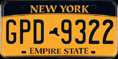 NY license plate GPD9322