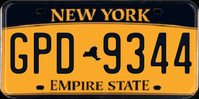 NY license plate GPD9344