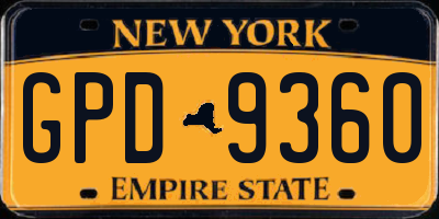 NY license plate GPD9360