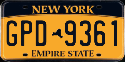 NY license plate GPD9361