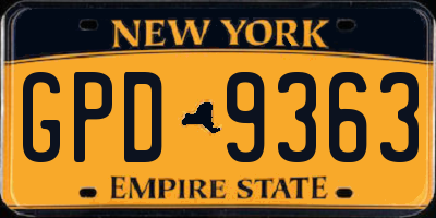 NY license plate GPD9363